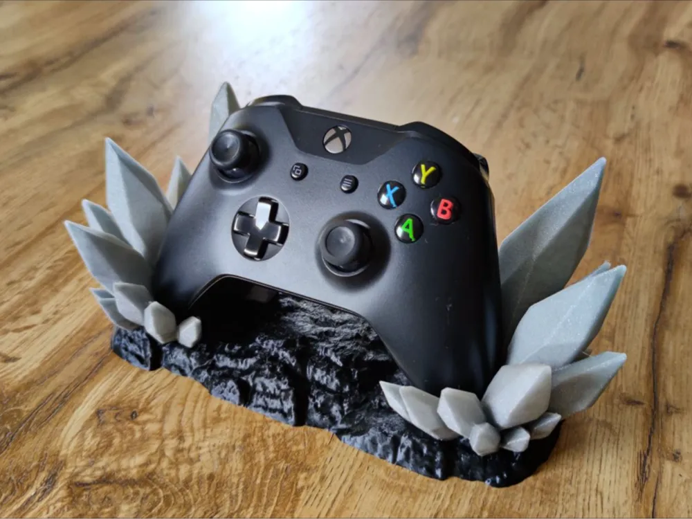 Crystal Rock Xbox Controller Stand – 3D Printed Gaming Desk Decor