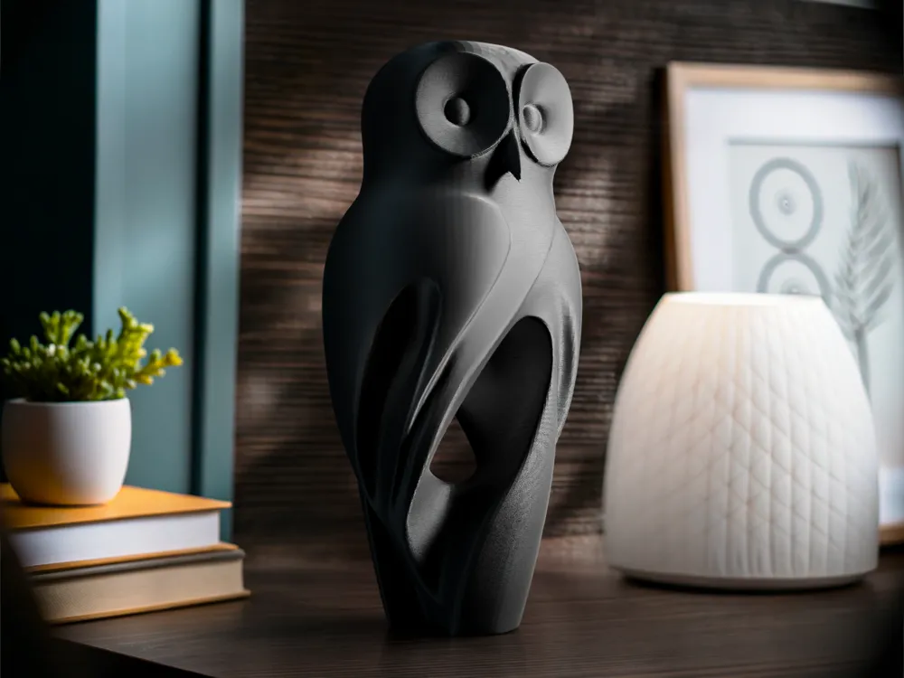 Abstract Owl Figurine – Modern 3D Printed Desk Decor