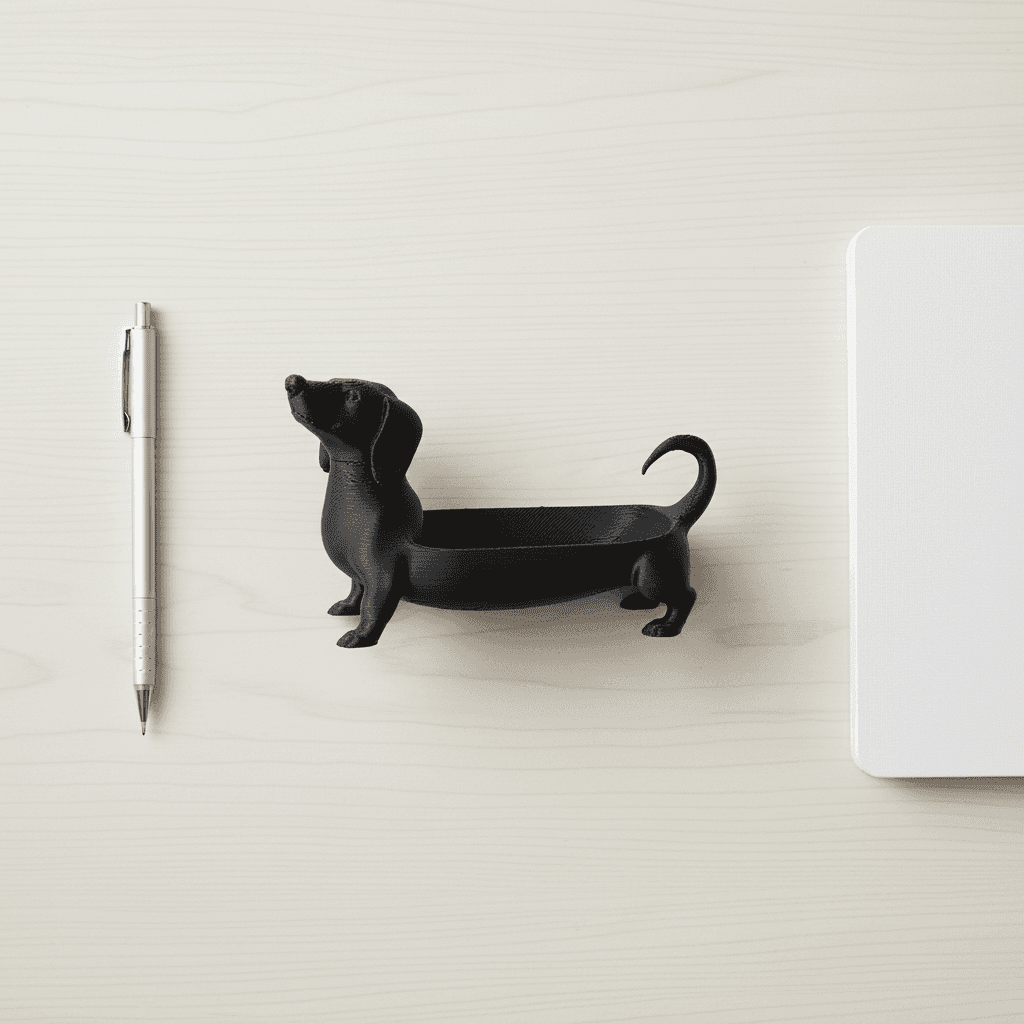 Modern Dachshund Dog Desktop Tray – 3D Printed Minimalist Organizer thumbnail 3