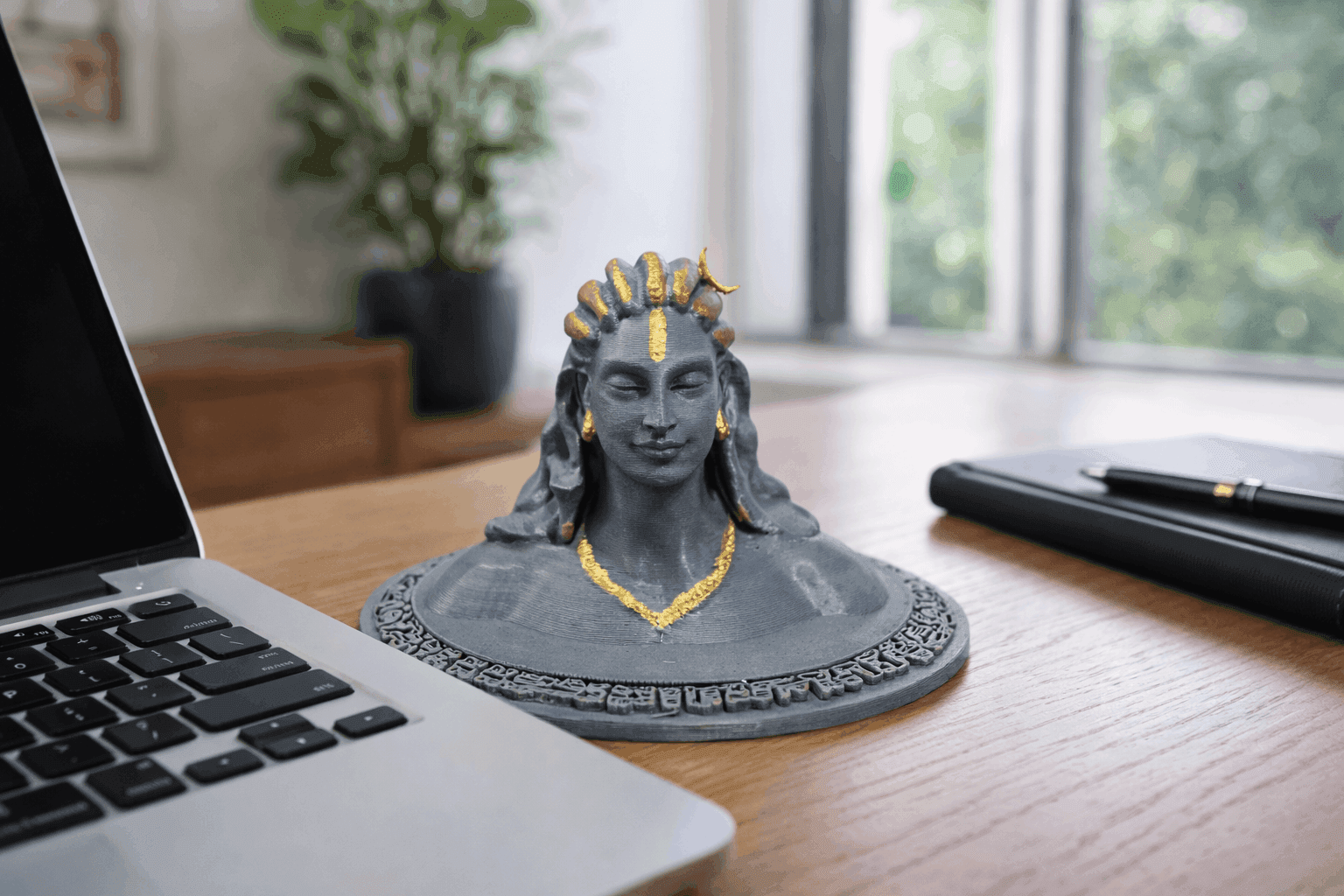 Hand-Painted Lord Shiva 3D Printed Idol (Adiyogi Bust) thumbnail 2