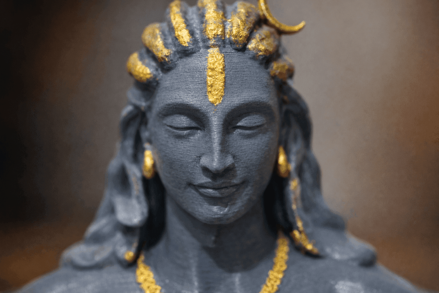 Hand-Painted Lord Shiva 3D Printed Idol (Adiyogi Bust) thumbnail 4