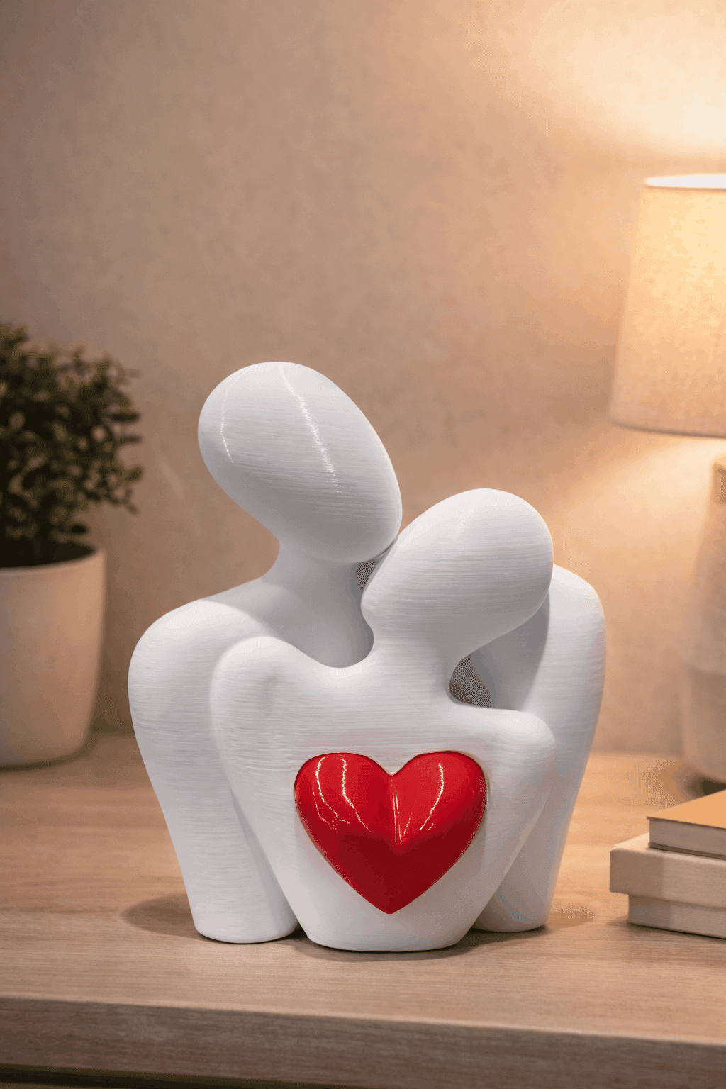 Modern Couple 3D Printed Sculpture with Heart thumbnail 2