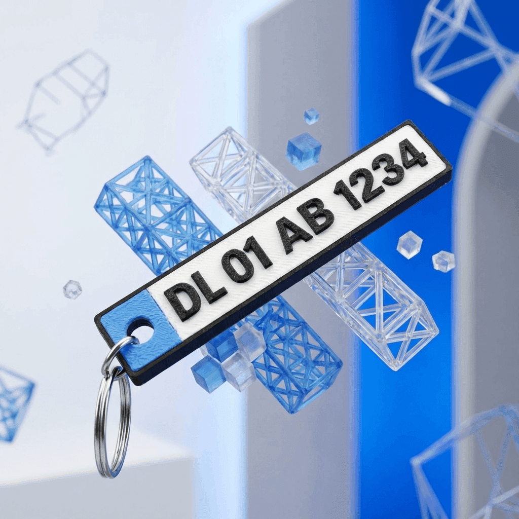 Custom Vehicle Number Plate 3D Printed Keychain – Car / Bike / Scooter thumbnail 2