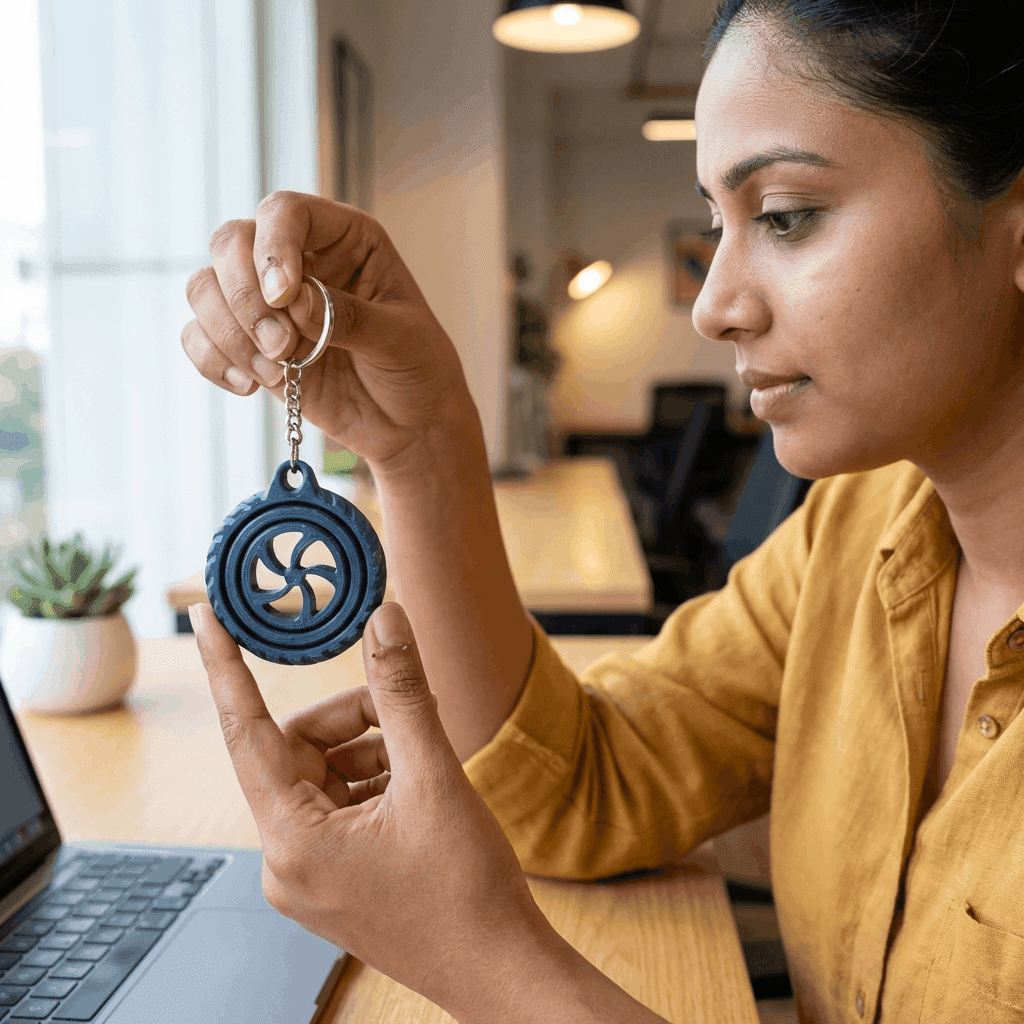 Rotating Wheel Keychain – 3D Printed Spinner Keyring