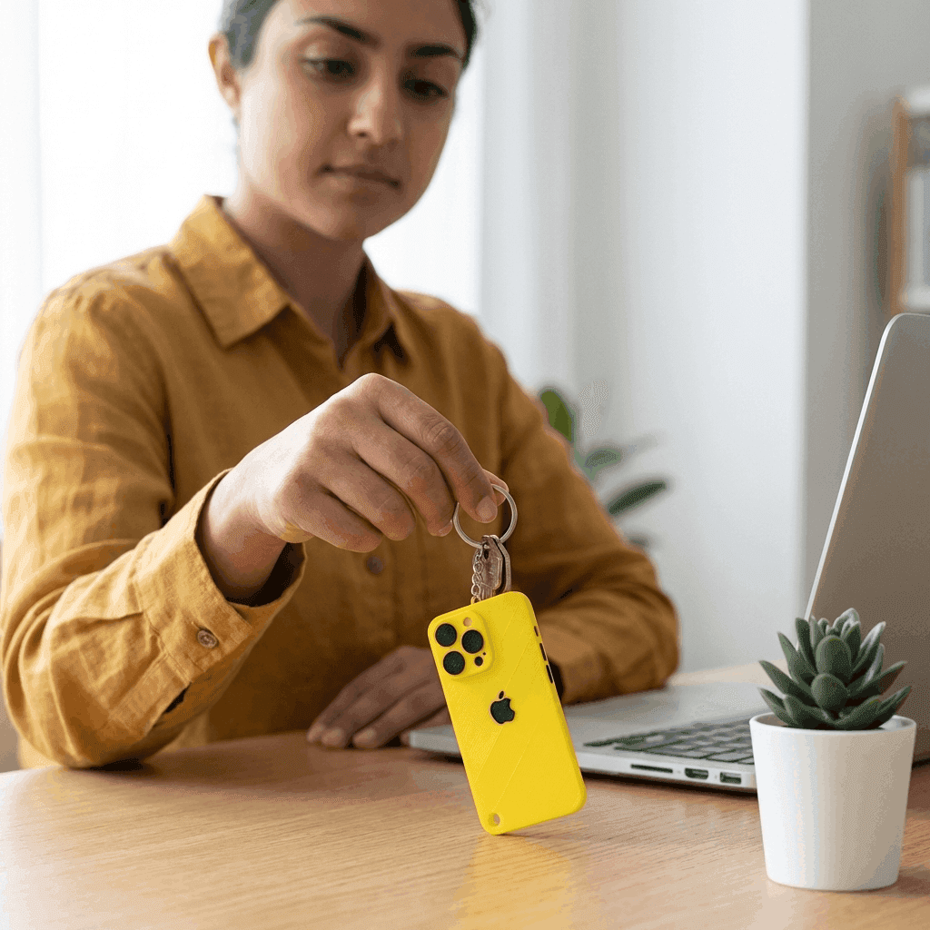 iPhone 16 Pro Style 3D Printed Keychain – Mini Phone Keyring