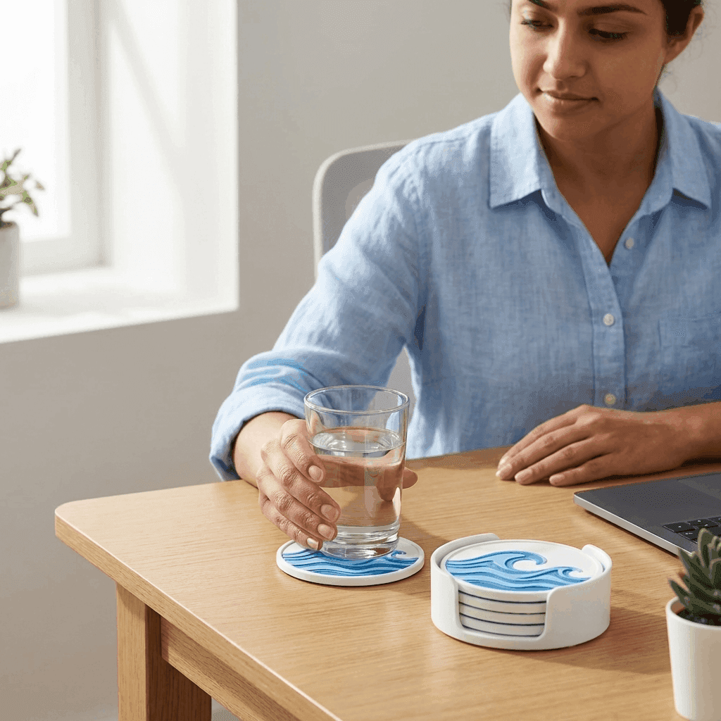 Wave Coaster – Artistic Ocean-Inspired Table Coaster
