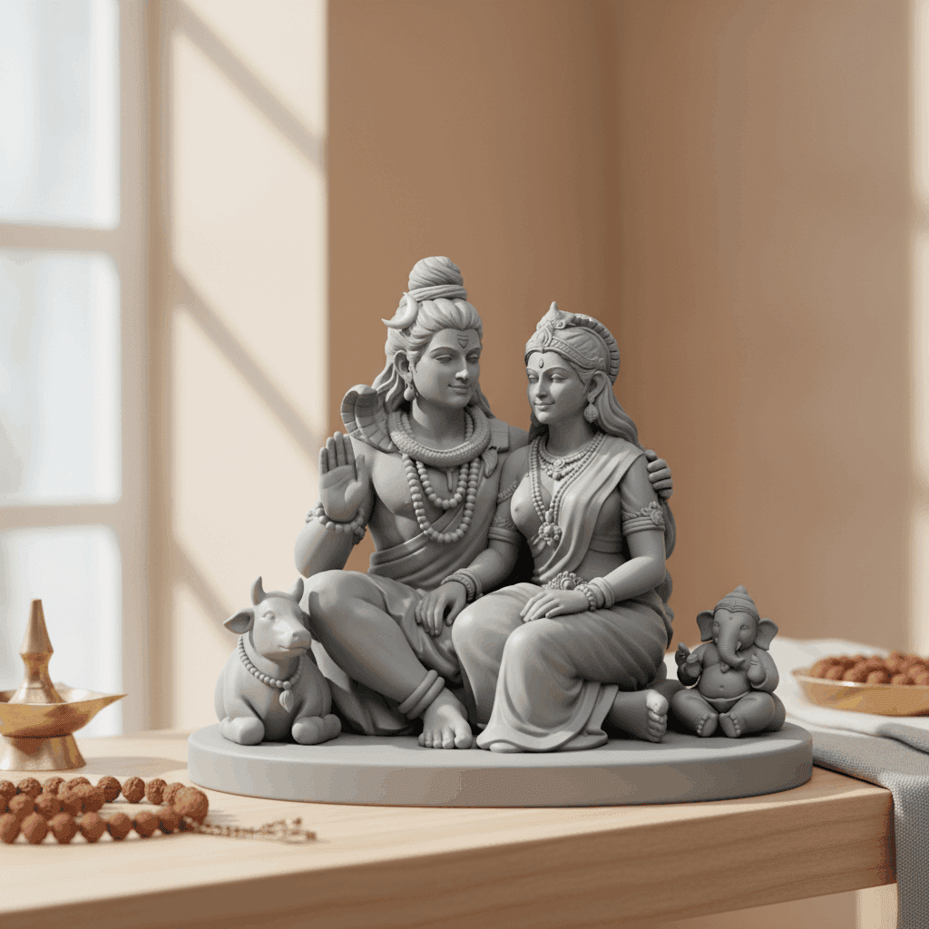 Shiv Parvati Family Idol – Sacred Shiv Parivar Murti for Pooja & Home Temple
