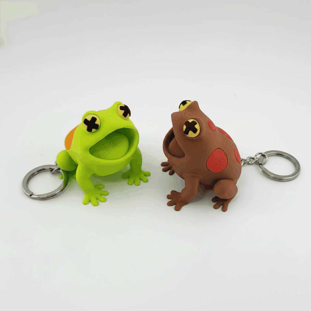 Kawaii Frog Skeleton 3D Printed Keychain – Cute Frog Keyring thumbnail 3