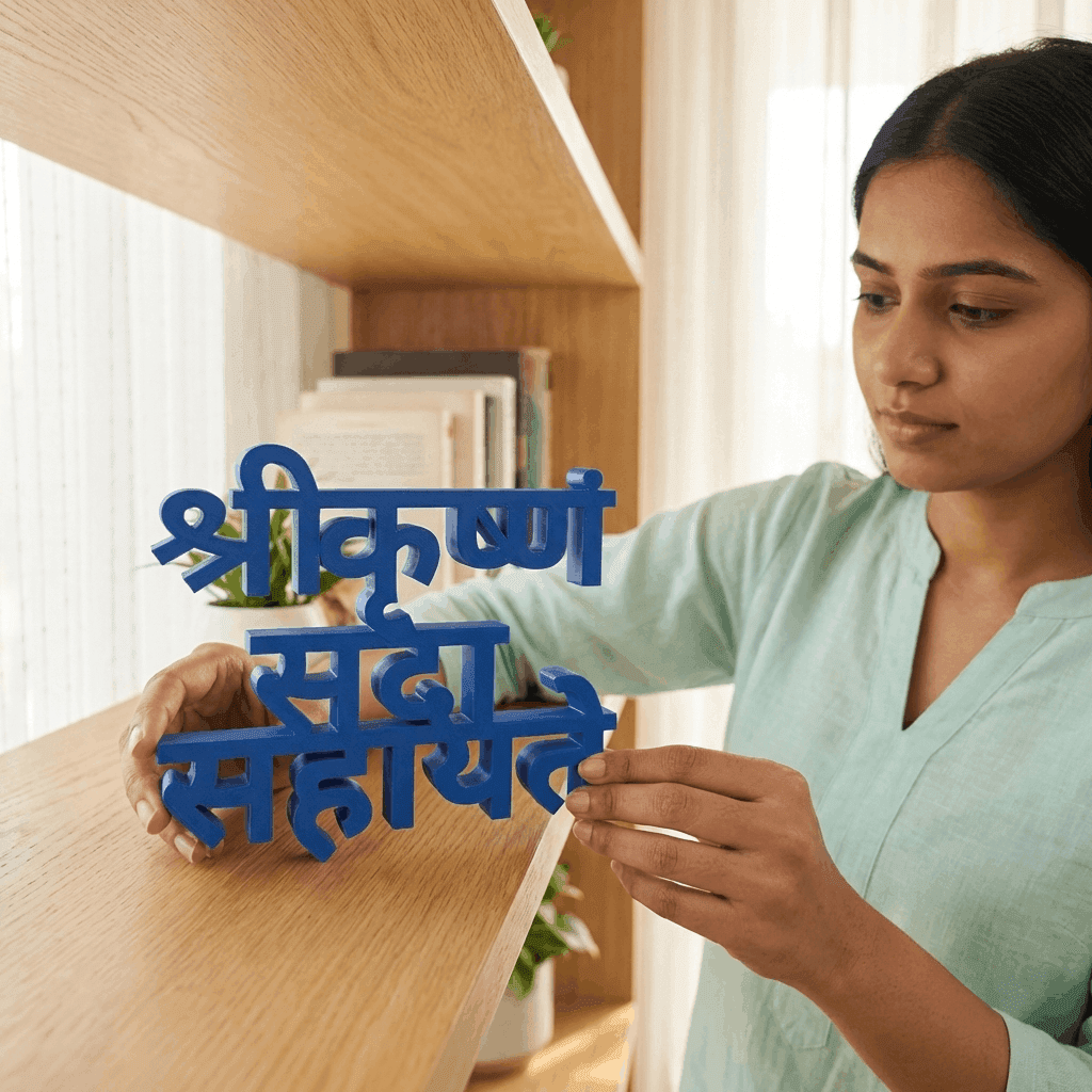 Krishna Quote Showpiece | Hindi Motivational – 3DPrintShop