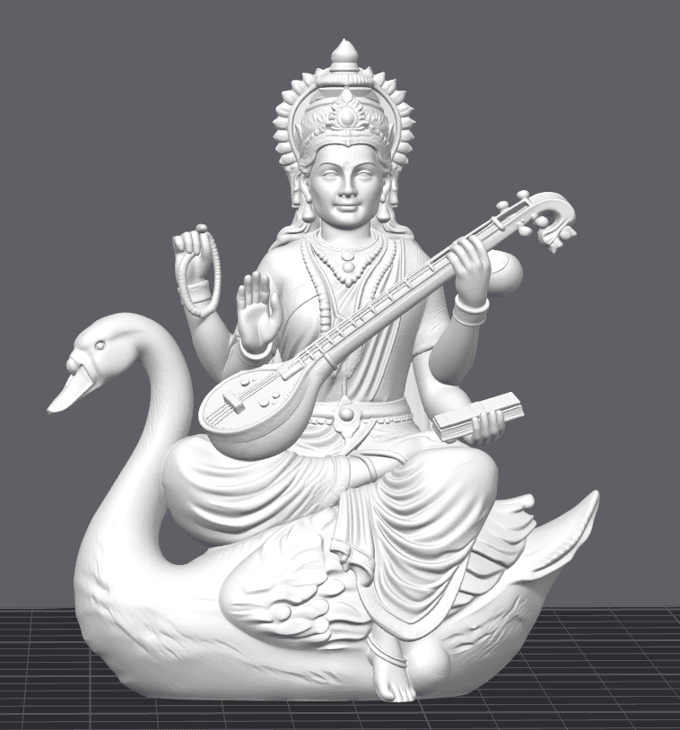 Hindu Goddess Saraswati Ji 3D Printed Murti (PLA) thumbnail 2
