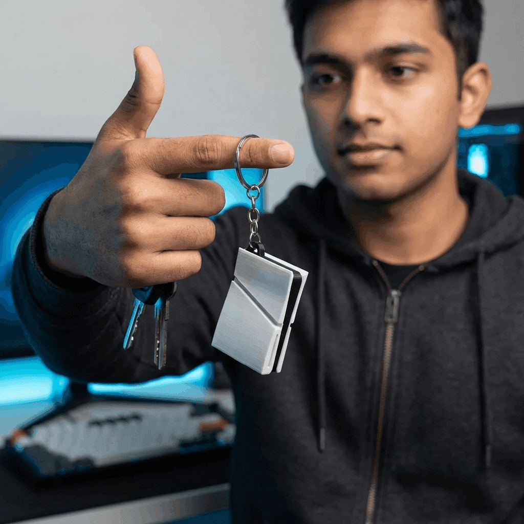 PS5 Console Mini Keychain – 3D Printed Gamer Gift