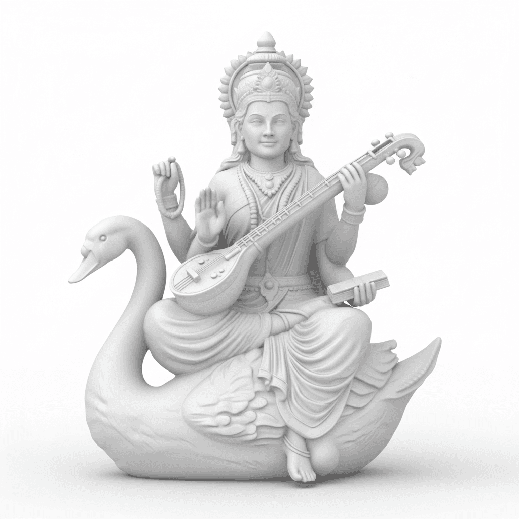 Hindu Goddess Saraswati Ji 3D Printed Murti (PLA) thumbnail 3