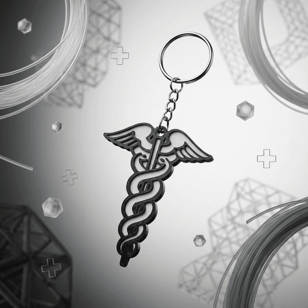 Caduceus Keychain | Premium 3D Print – 3DPrintShop