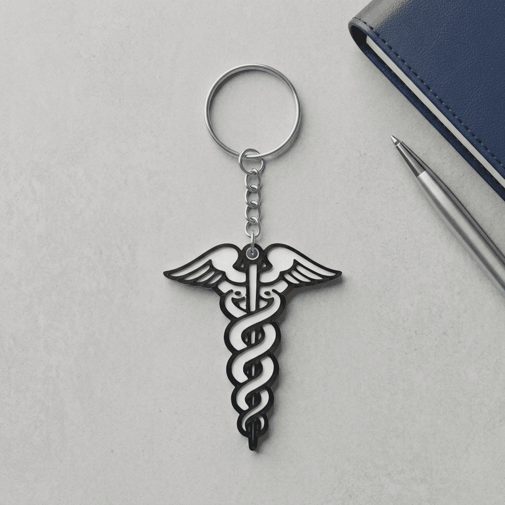 Caduceus Keychain | Premium 3D Print – 3DPrintShop thumbnail 3